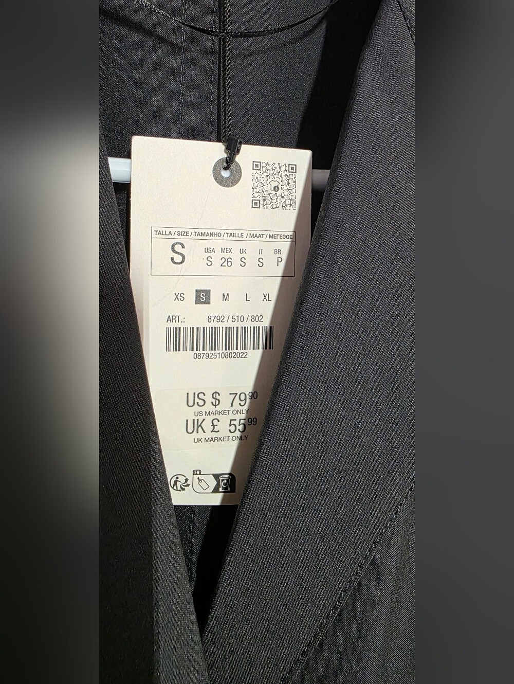 Zara BELTED SHIRT DRESS BLAZER BLACK DRESS ZW COLLECTION - Picture 9 of 9